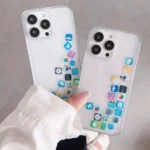 Iphone Social Media Icons Moving Liquid Silicone Glitter Case